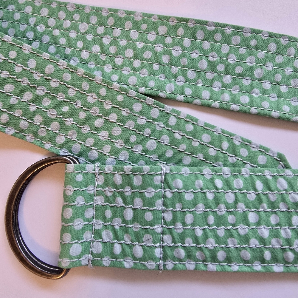 L.L. Bean Vintage Green Polka Dot Belt Fun Shabby Chic - Picture 5 of 5